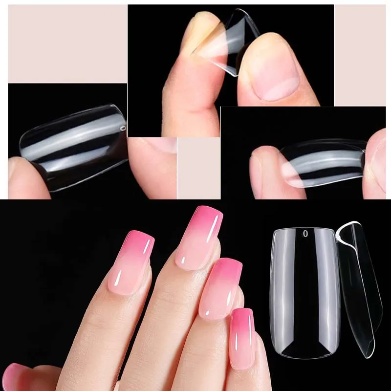 

120Pcs Soft Gel X False Nails Full Cover Almond Sqaure Capsule Fake Nails Extension Tips Artificial Finger Manicure Tool