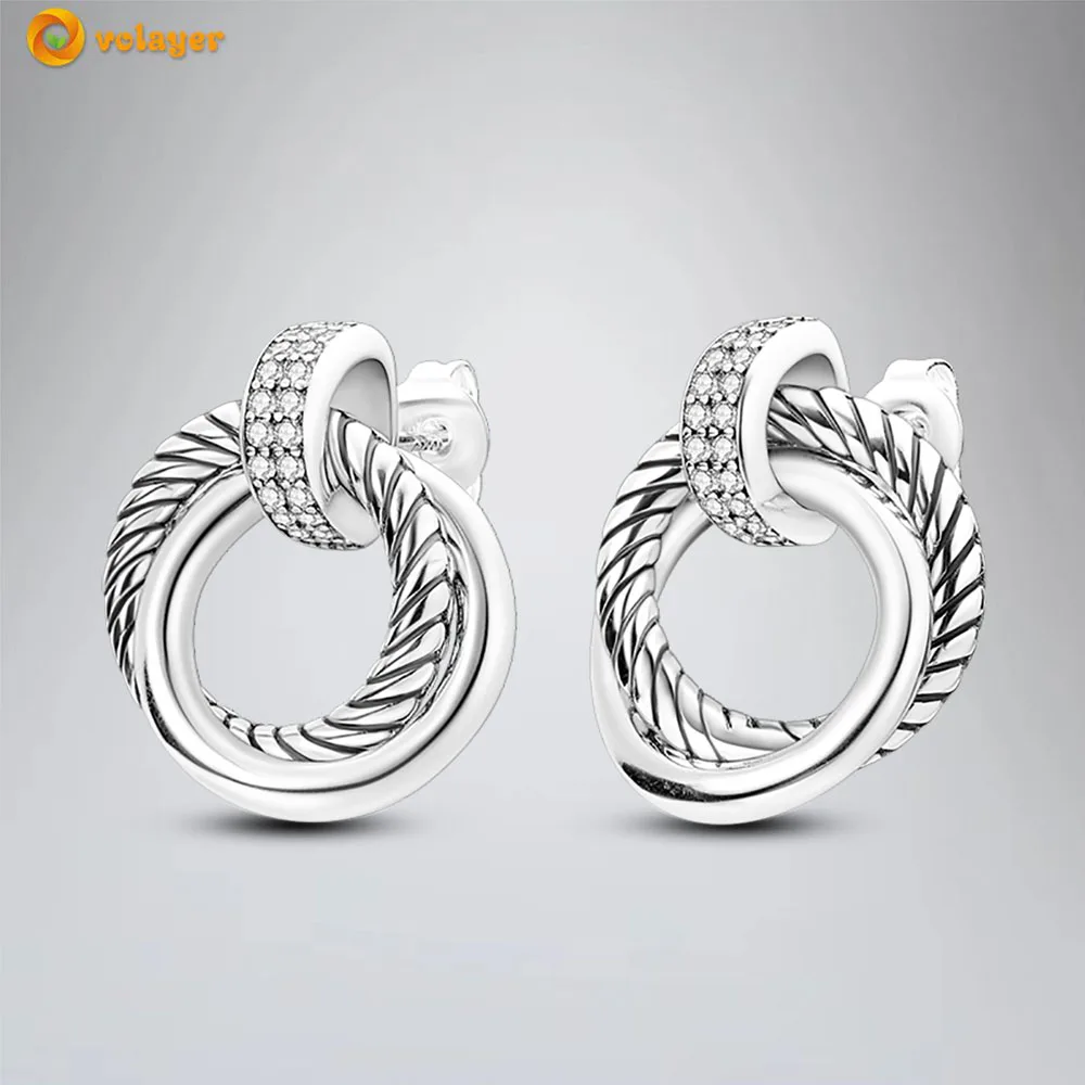 

Volayer 925 Sterling Silver Earring Eternal Double-Ringed Snake Bone Earring for Women Female Fashion Jewelry Gift Free Shipping