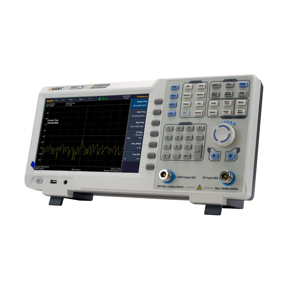 

Цифровой осциллограф OWON XSA815TG, ЖК-дисплей 9 дюймов, разрешение 1280x800, полоса пропускания 1 Гц, частота 9 кГц-1,5 ГГц