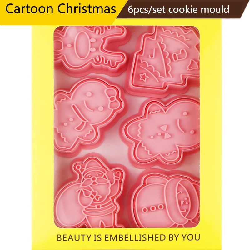 6pcs/set Christmas Cookie Cutters Cartoon Plastic Cookie Stamp Baking Accessories Cake Decoration Kitchen Tools 
6pcs/set Christmas Cookie Cutters Cartoon Plastic Cookie Stamp Baking Accessories Cake Decoration Kitchen Tools