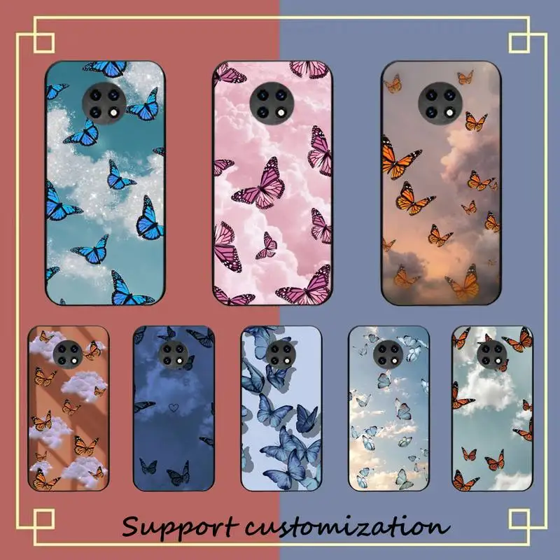 

YNDFCNB Aesthetic Cloud Sky Butterflies Phone Case for Samsung S20 lite S21 S10 S9 plus for Redmi Note8 9pro for Huawei Y6 cover