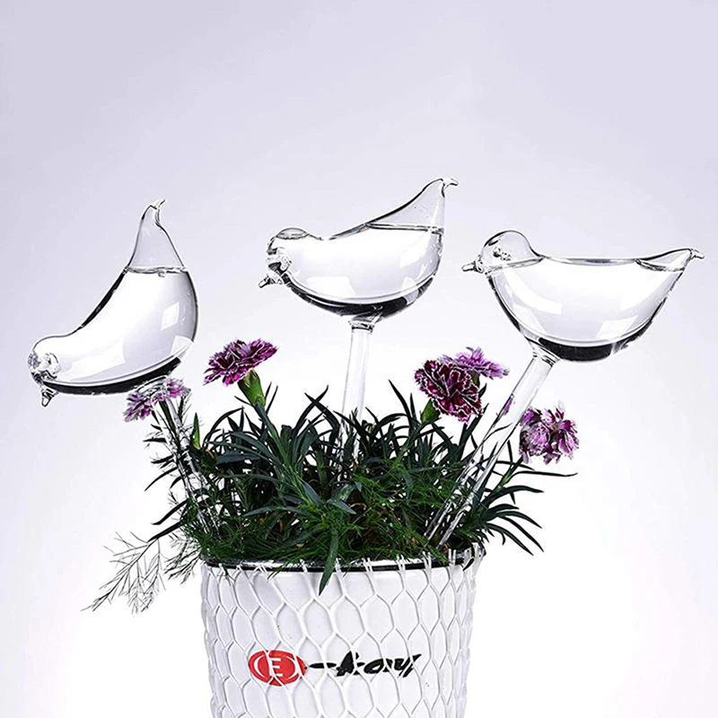 

1pcs Automatic Flower Watering Device Plant Waterer Self Watering Globes Bird Shape Hand Blown ClearPlastic Aqua Bulbs