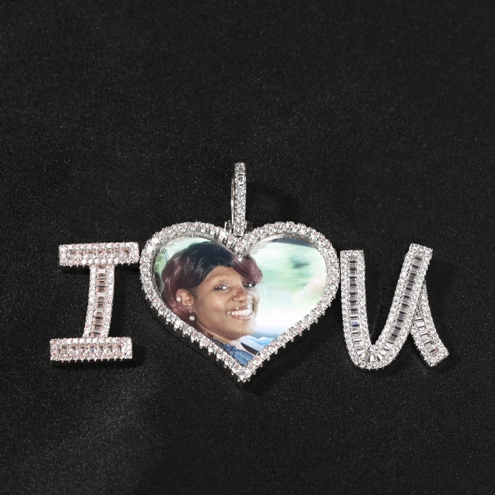 

Uwin пользовательский Фото Кулон медальон кубический циркон DIY письмо ожерелье модные хип-хоп ювелирные изделия Подарки для женщин