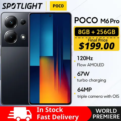 [World Premiere】POCO M6 Pro глобальная версия смартфон Helio G99 Ultra, 120 Гц, 64 мп, тройная камера с OIS 67 Вт, турбозарядка