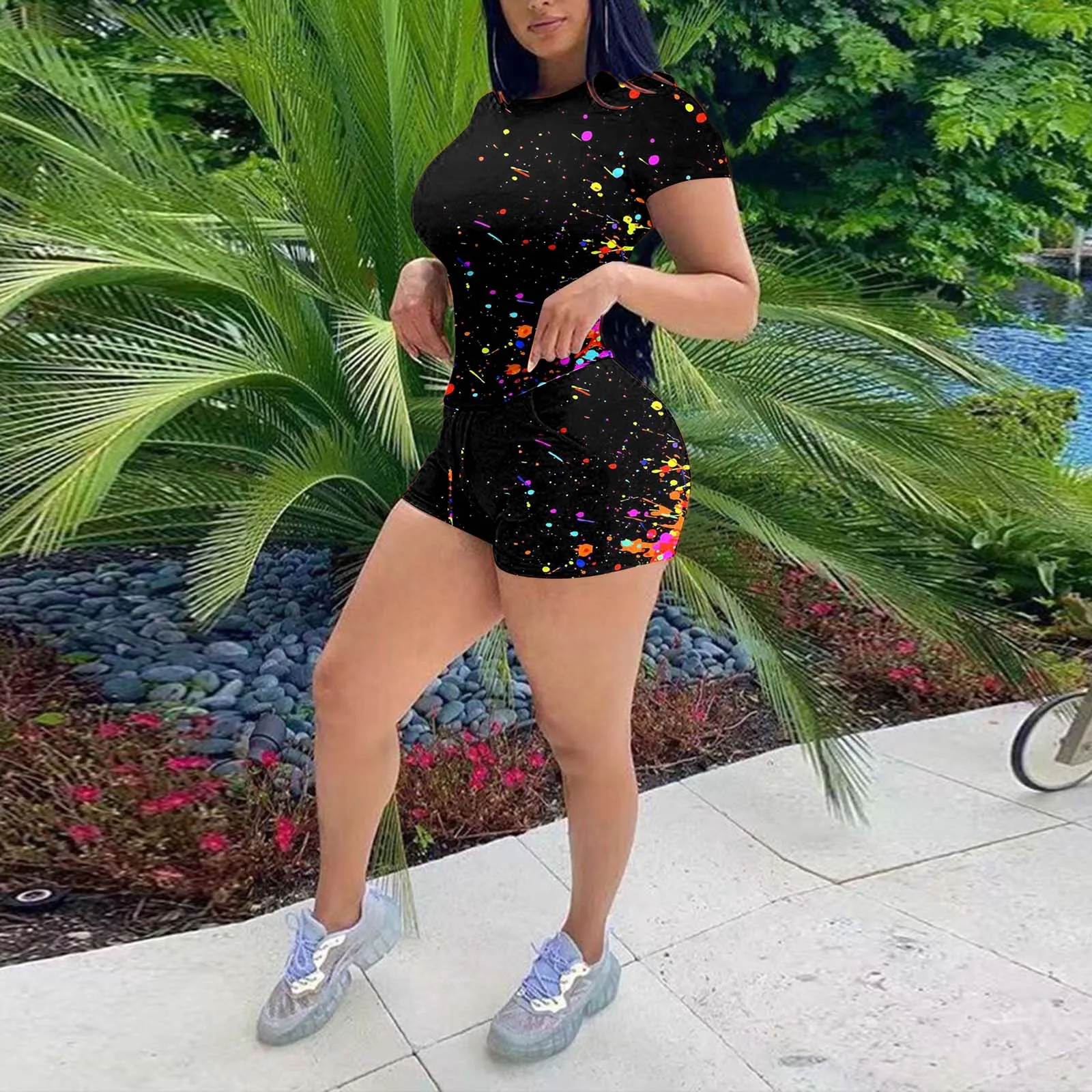 Модный летний спортивный костюм в стиле Харадзюку, Женский Повседневный Спортивный костюм с круглым вырезом, шорты с коротким рукавом и при...
Модный летний спортивный костюм в стиле Харадзюку, Женский Повседневный Спортивный костюм с круглым вырезом, шорты с коротким рукавом и при...