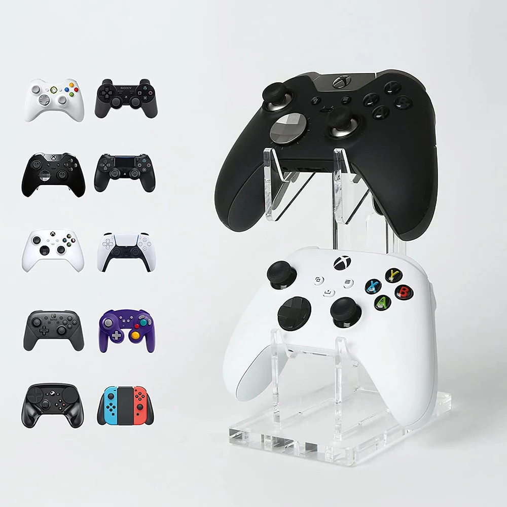 

Dual Gamepads Stand for Xbox One/PS4/PS5/STEAM/PC/Switch Pro Controller Compatible with All Controllers Clear Acrylic Holder