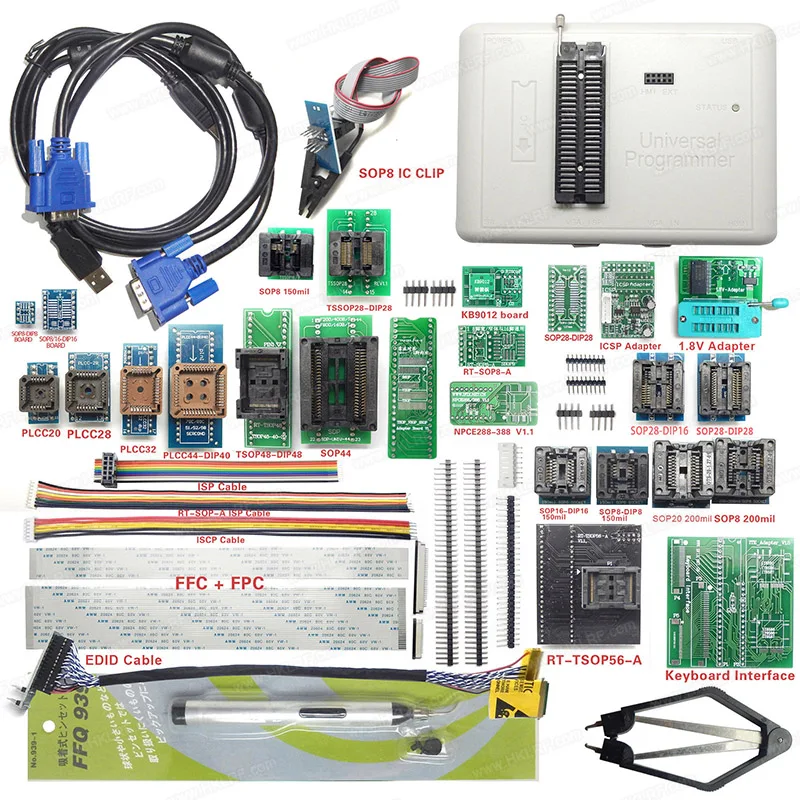 Original RT809H Universal Programmer with 31 Adapters Socket + suction pen IC Programmer
Original RT809H Universal Programmer with 31 Adapters Socket + suction pen IC Programmer