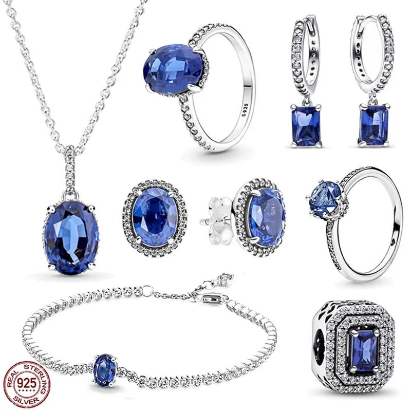 New Elegant Women's 925 Sterling Silver Shiny Blue Zircon Bracelet Necklace Set fit Original Charm DIY Exquisite Jewelry Gifts
New Elegant Women's 925 Sterling Silver Shiny Blue Zircon Bracelet Necklace Set fit Original Charm DIY Exquisite Jewelry Gifts