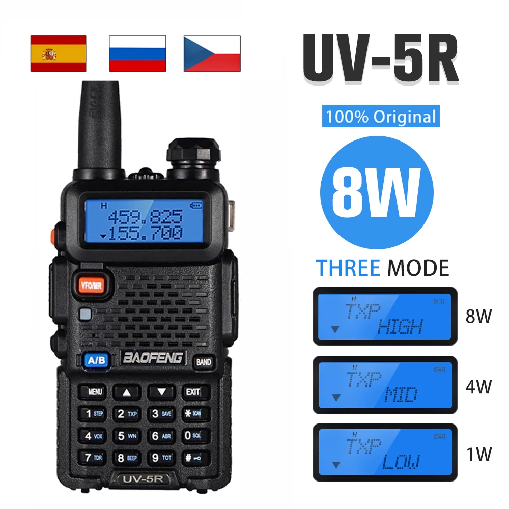 Двухдиапазонная двухсторонняя радиостанция Baofeng UV 5R Walkie Talkie 128CH VHF UHF FM VOX Ham CB Radio наружный домофон Wireless Walkie-Talkie
Двухдиапазонная двухсторонняя радиостанция Baofeng UV 5R Walkie Talkie 128CH VHF UHF FM VOX Ham CB Radio наружный домофон Wireless Walkie-Talkie