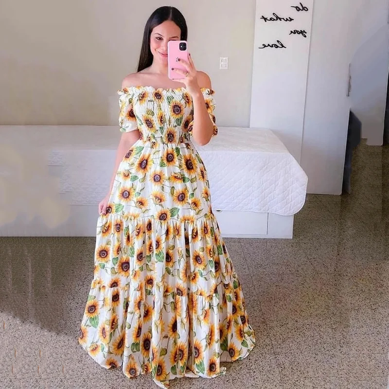 Y2k Sexy Off The Shoulder Tube Dress Butterfly Rainbow Floral Print Dress Ladies Elegant Slim Summer Bohemian Party Maxi Dresses
Y2k Sexy Off The Shoulder Tube Dress Butterfly Rainbow Floral Print Dress Ladies Elegant Slim Summer Bohemian Party Maxi Dresses