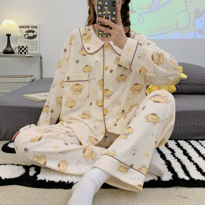 Kawaii Sanrio аниме Cinnamoroll PomPomPurin пижамы женские осенние свободные с длинным рукавом My Melody домашняя одежда костюмы подарки
Kawaii Sanrio аниме Cinnamoroll PomPomPurin пижамы женские осенние свободные с длинным рукавом My Melody домашняя одежда костюмы подарки