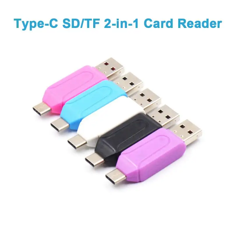 

SD Card Reader USB C Card Reader 2 In 1 USB 2.0 TF/Mirco SD Smart Memory Card Reader Type C OTG Flash Drive Cardreader Adapter