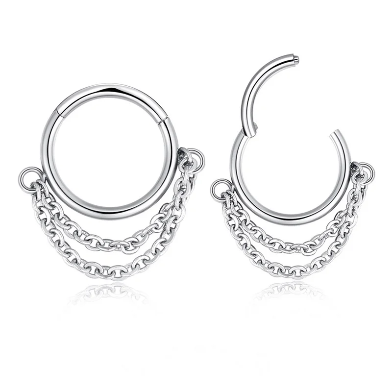 

1pc Nose Piercing Ring Hinged Segment Clicker Septum Hoop Surgical Steel Nariz Ear Cartilage Earring Tragus Body Jewelry 16G