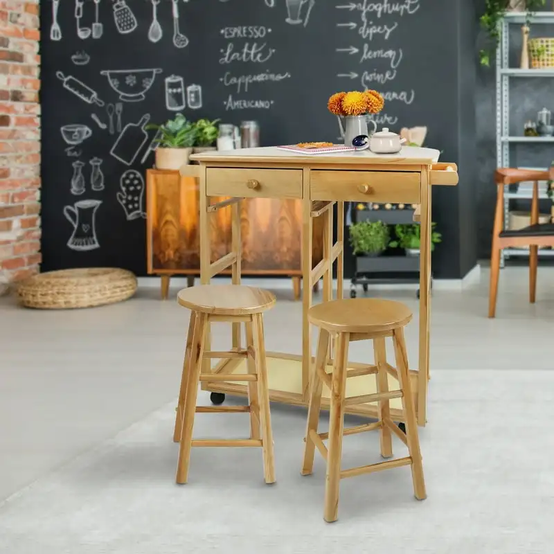 Folding 3-Piece Space Saving Dining Table Rolling Cart with Drawer and Two Stools, Natural Mantel desechable cumpleaños Lemon t
Folding 3-Piece Space Saving Dining Table Rolling Cart with Drawer and Two Stools, Natural Mantel desechable cumpleaños Lemon t
