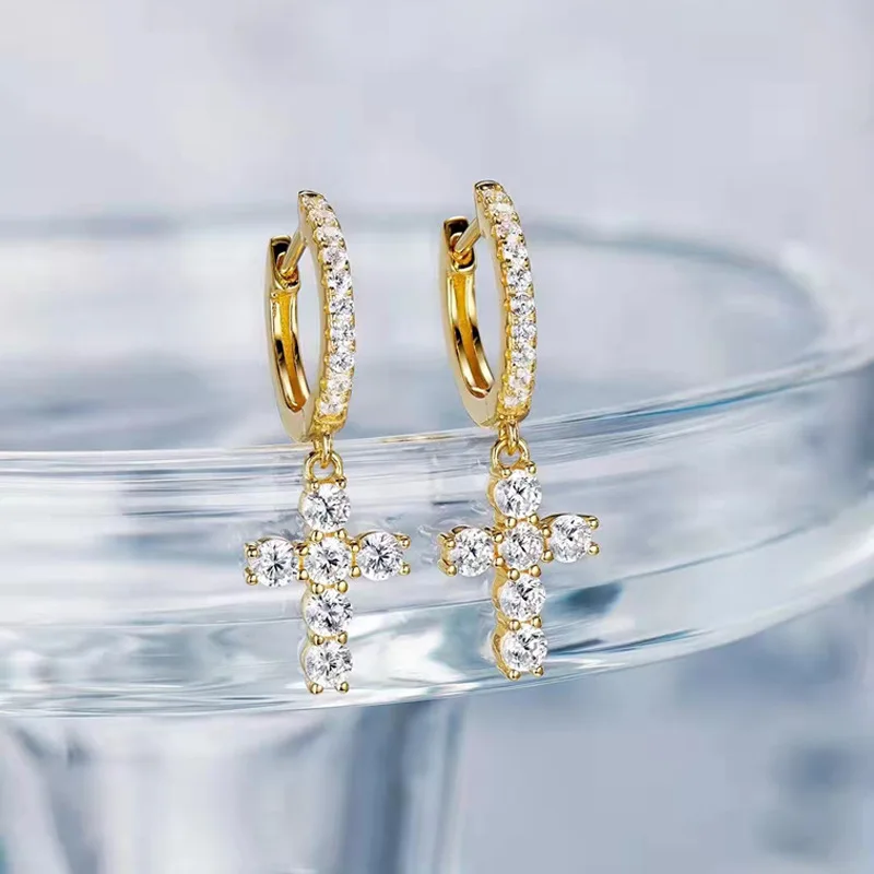 925 Sterling Silver Diamond Earrings Vintage Cross High Carbon Diamond Drop Earrings Women's Fine Jewelry
925 Sterling Silver Diamond Earrings Vintage Cross High Carbon Diamond Drop Earrings Women's Fine Jewelry