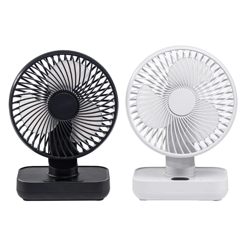 

Small Desk Fan 4000mAh Battery Operated and USB Powered with 4 Speeds and Oscillation for Home Office Travel Camping