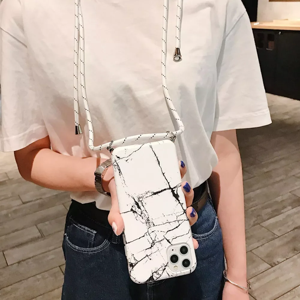 Lanyard Cord Strap Phone Case For iPhone 12 mini 13 11 Pro Max XS Max XR X 7 8 Plus Matte Soft Marble Crossbody Chain Rope Cover
Lanyard Cord Strap Phone Case For iPhone 12 mini 13 11 Pro Max XS Max XR X 7 8 Plus Matte Soft Marble Crossbody Chain Rope Cover