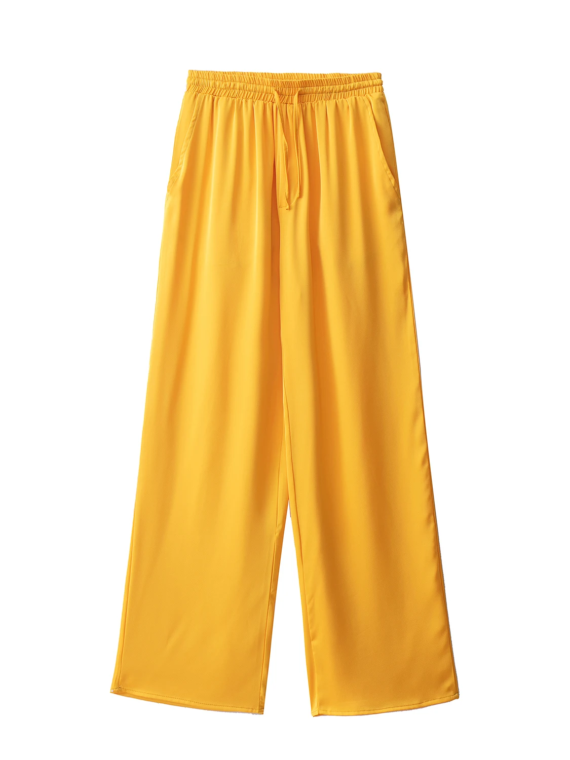 Fashion Side Pockets Wide Leg Pants Women High Elastic Waist With Drawstrings Female Trousers
Fashion Side Pockets Wide Leg Pants Women High Elastic Waist With Drawstrings Female Trousers