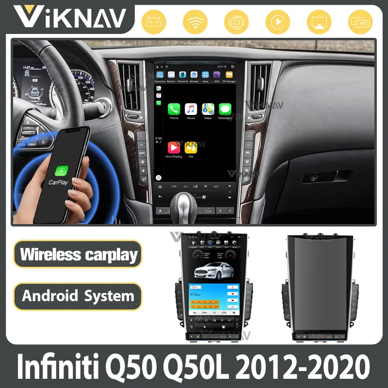 

13.6 Inch 64GB Carplay Radio For Infiniti Q50 Q50L 2012-2020 Touch Screen Navigation GPS Dual System Plug&Play Auto Accessoires