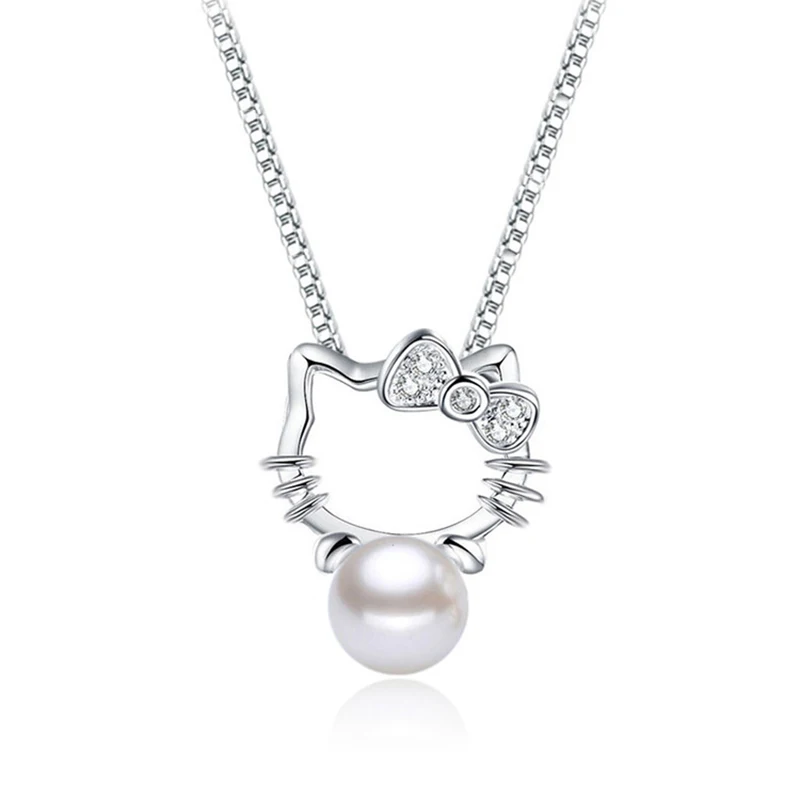 New Sanrio Hello Kitty Pearl Necklace Earrings Set Korean Fashion Trend Silver-plated Necklace Jewelry Girls Birthday Xmas Gifts 
New Sanrio Hello Kitty Pearl Necklace Earrings Set Korean Fashion Trend Silver-plated Necklace Jewelry Girls Birthday Xmas Gifts