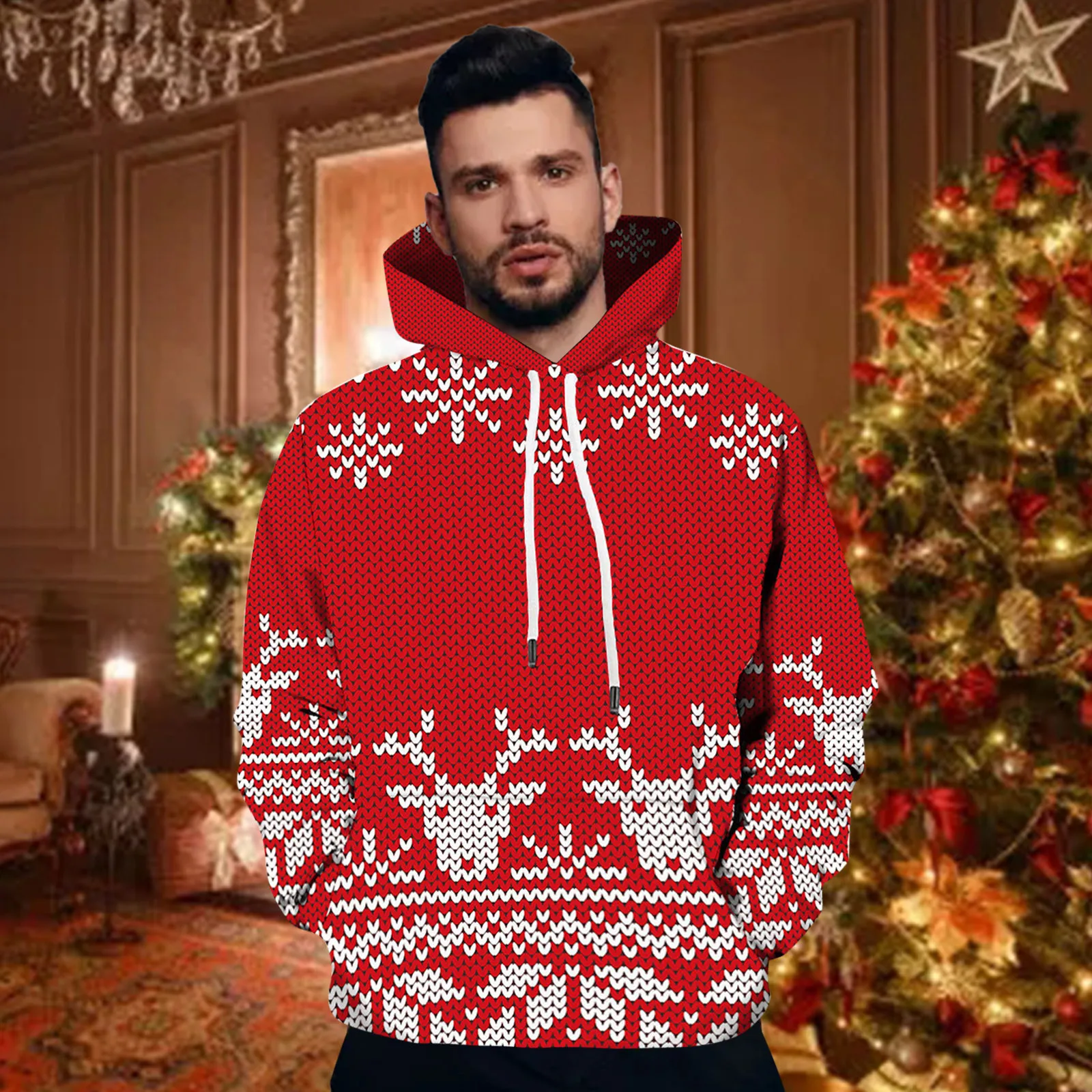 Men's Fashion Pocket Printed Long Sleeve Tether Hooded Christmas Blouses Top Long Sleeve Loose Top M Sweatshirt
Men's Fashion Pocket Printed Long Sleeve Tether Hooded Christmas Blouses Top Long Sleeve Loose Top M Sweatshirt