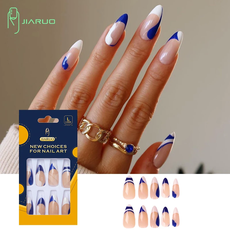JIARUO 24PCS/BOX Press on Nails Short Almond False Nails Y2k French Blue and White Full Cover Nail Sticker Colorblock Nail Art
JIARUO 24PCS/BOX Press on Nails Short Almond False Nails Y2k French Blue and White Full Cover Nail Sticker Colorblock Nail Art