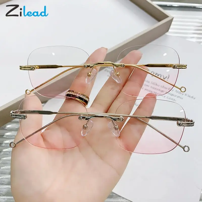 Zilead Rimless Anti Blue Light Myopia Glasses Women Frameless Clear Pink Lens Nearsighted Eyeglasses With Blush Diopters 0~-600
Zilead Rimless Anti Blue Light Myopia Glasses Women Frameless Clear Pink Lens Nearsighted Eyeglasses With Blush Diopters 0~-600