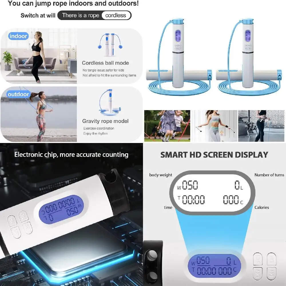 Magical Adjustable Blue LCD Digital Smart Calorie Counter Jump Rope for Fitness Exercise Workouts, Maximum 128-156 Characters
Magical Adjustable Blue LCD Digital Smart Calorie Counter Jump Rope for Fitness Exercise Workouts, Maximum 128-156 Characters
