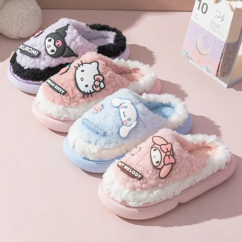 Sanrio, Hello Kitty My Melody Cinnamoroll Детские хлопковые тапочки женские толстые бархатные черви Симпатичные Мультяшные тапочки для родителей и детей
Sanrio, Hello Kitty My Melody Cinnamoroll Детские хлопковые тапочки женские толстые бархатные черви Симпатичные Мультяшные тапочки для родителей и детей
