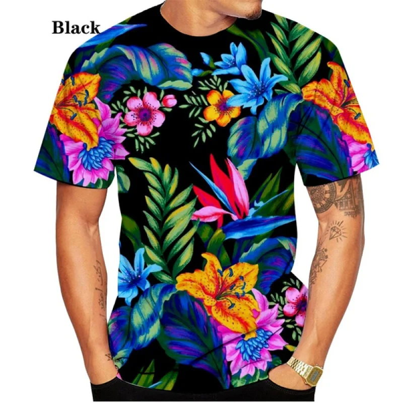 

Summer Women/Men's Couple Tops T Shirt Hawaiian 3d Print Palm Motif Unisex Top Shortsleeve T Shirt XXS-6XL