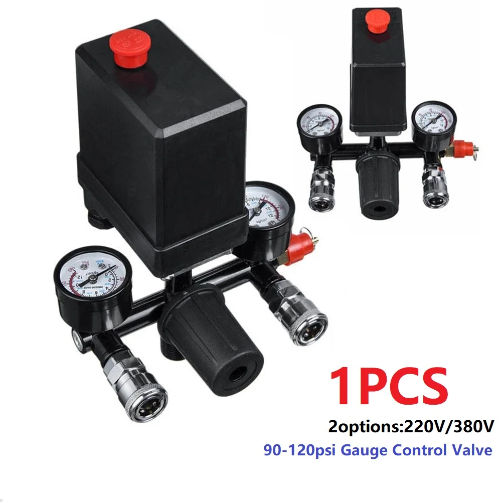 220V/380V Air Compressor Pump Pressure Control Valve Switch 4 Port Manifold Relief Regulator 90-120PSI Control Valve With Gauge
220V/380V Air Compressor Pump Pressure Control Valve Switch 4 Port Manifold Relief Regulator 90-120PSI Control Valve With Gauge