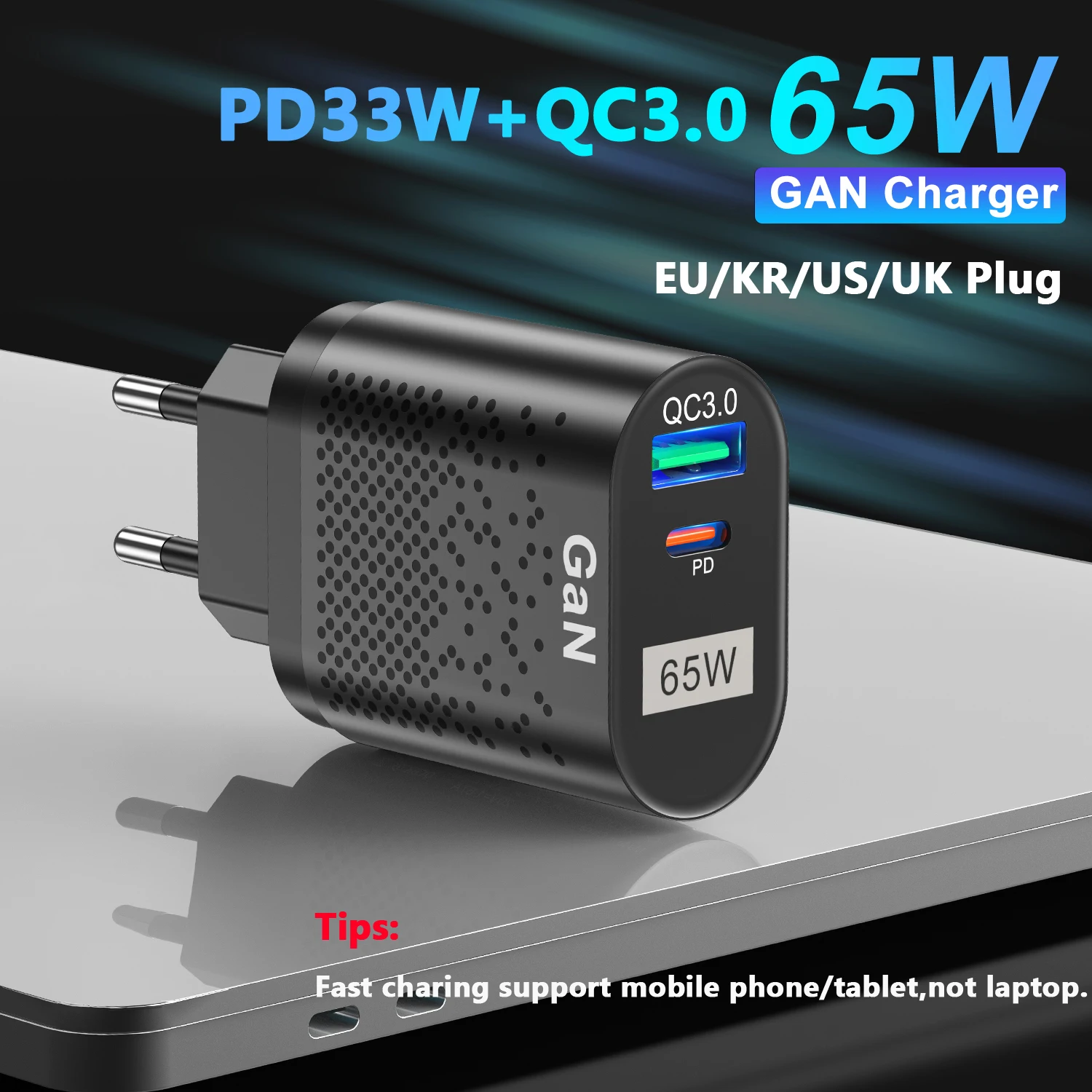2 Ports 65W GaN Charger for iPad Pro Switch QC3.0 PD 33W USB Type C Fast Charger for iPhone 13 Pro Max Xiaomi 12 Samsung KR Plug
2 Ports 65W GaN Charger for iPad Pro Switch QC3.0 PD 33W USB Type C Fast Charger for iPhone 13 Pro Max Xiaomi 12 Samsung KR Plug