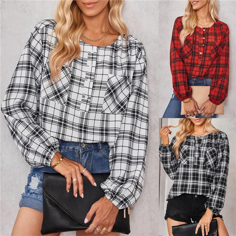 Casual Women's Plaid Shirt 2023 Autumn New Boutique Ladies Loose Blouse and Tops Female Long Sleeve Blouses Clothes
Casual Women's Plaid Shirt 2023 Autumn New Boutique Ladies Loose Blouse and Tops Female Long Sleeve Blouses Clothes