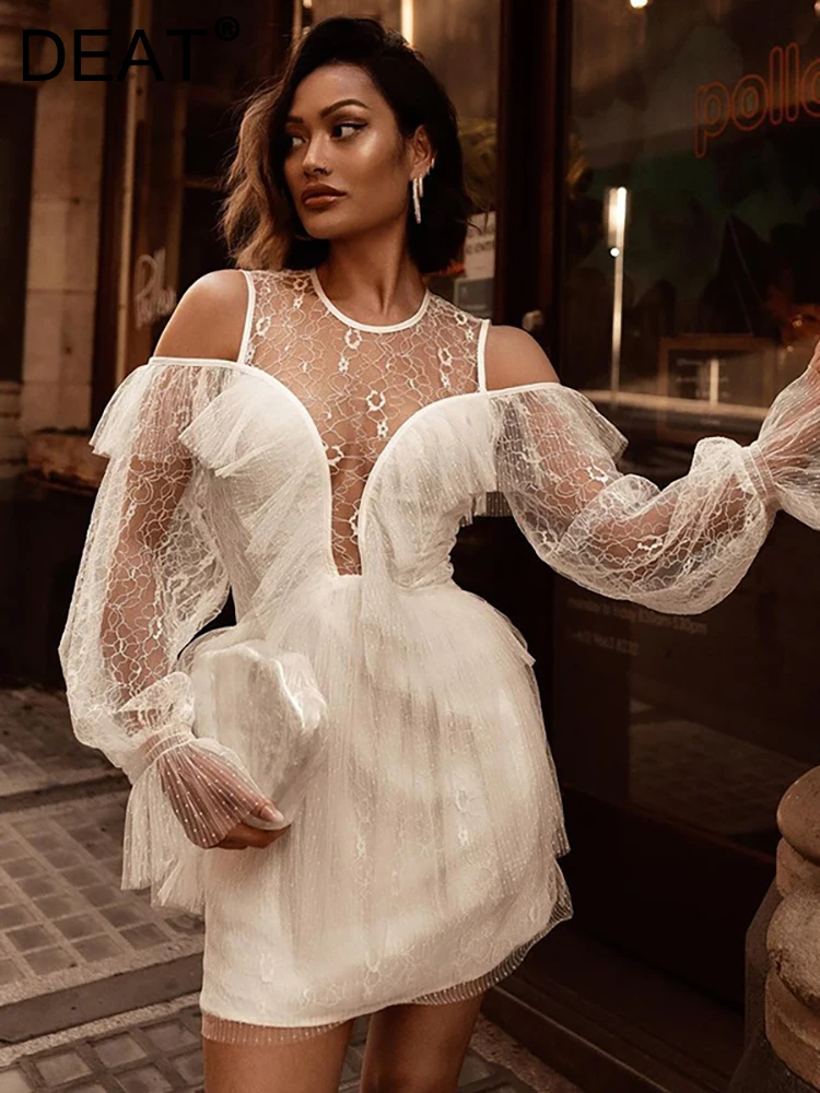 DEAT Women's Fashion Shirt Dress O-neck Patchwork Lace Long Sleeve Embroidery High Waist Casual Dresses Autumn 2023 New 13DB3325 
DEAT Women's Fashion Shirt Dress O-neck Patchwork Lace Long Sleeve Embroidery High Waist Casual Dresses Autumn 2023 New 13DB3325