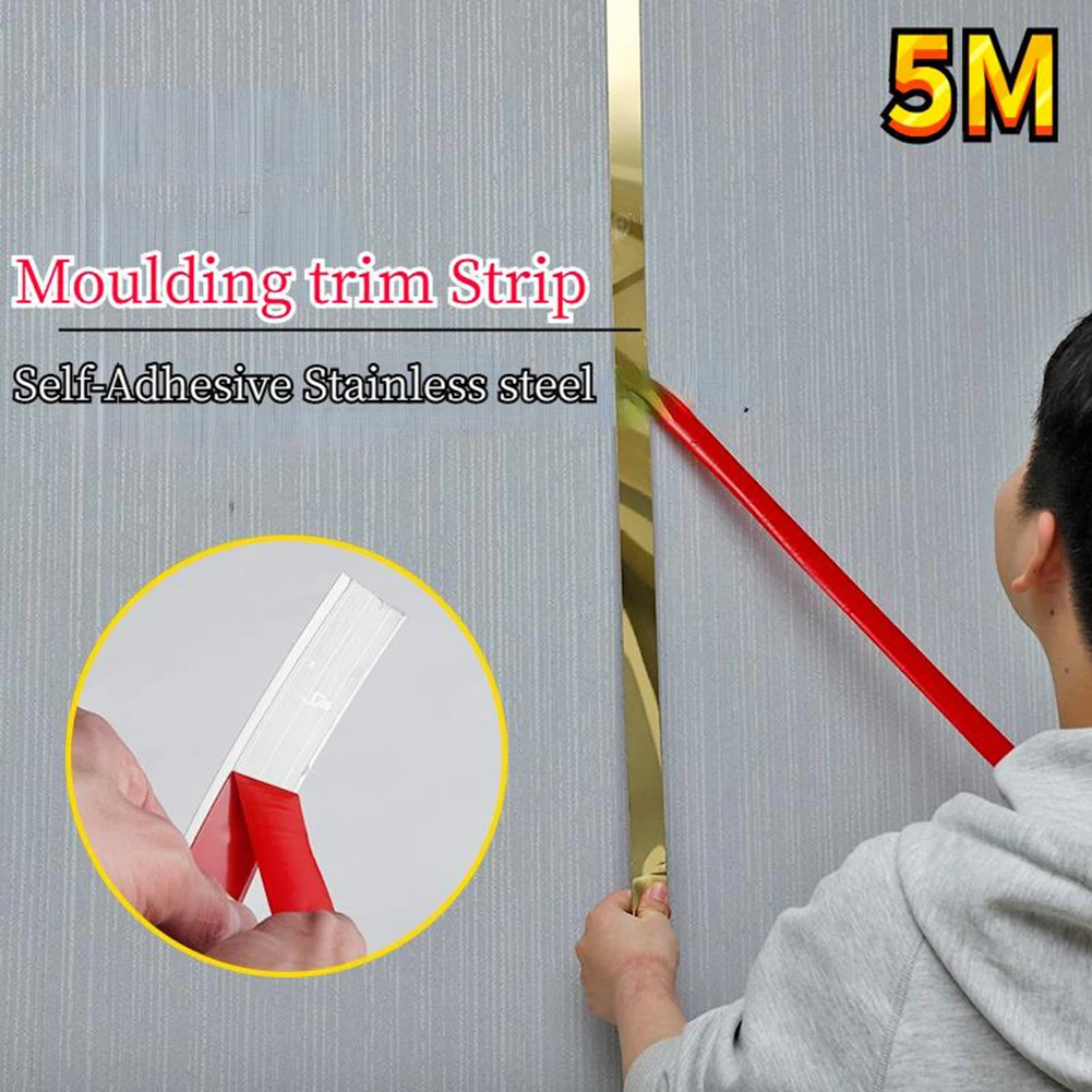 5M Mirror Wall Sticker Self Adhesive Stainless Steel Bar Metal Strip Decor Moulding Trim Gold/black/rose Gold Accessories
5M Mirror Wall Sticker Self Adhesive Stainless Steel Bar Metal Strip Decor Moulding Trim Gold/black/rose Gold Accessories