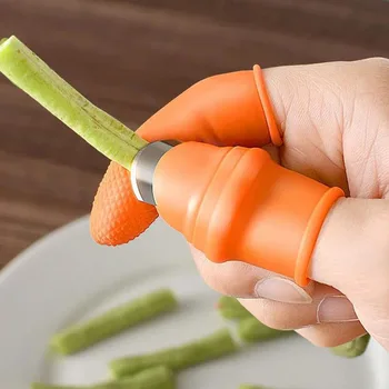 1Set Orange Finger Cot Reusable Multipurpose Non-slip Stainless Steel Nail Pick for Garden Orchard Farm Vegetable Fruit Picker