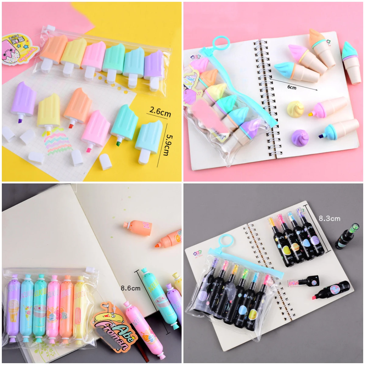Cartoon Ice Cream Shape Marker Pen 6colors Mini Paint Highlighters Student Marker Book Notebook Pens Stationery
Cartoon Ice Cream Shape Marker Pen 6colors Mini Paint Highlighters Student Marker Book Notebook Pens Stationery