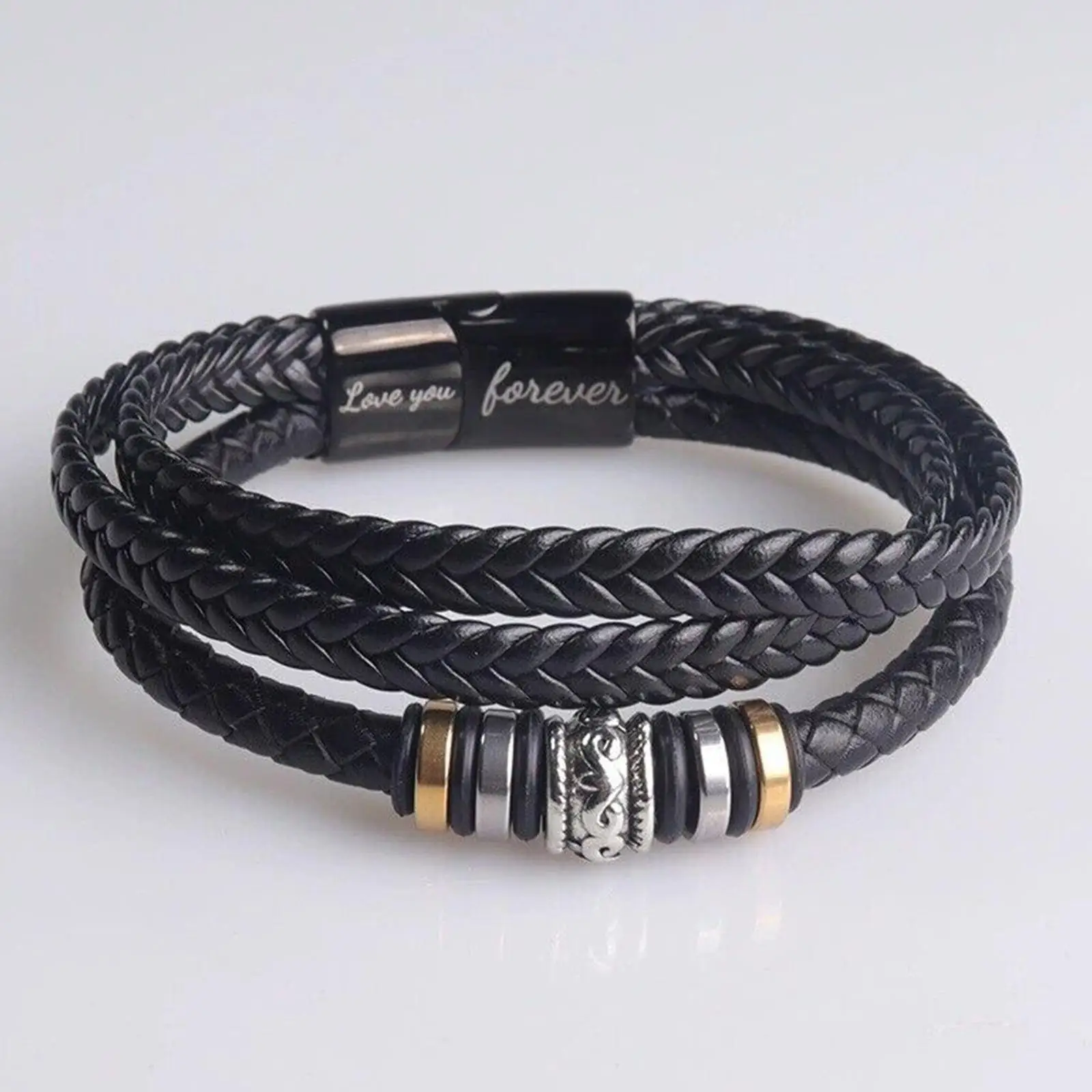 To My Son Love You Forever Leather Braided Bracelet Multilayer Bracelet With Woven Boys Rope Leather Card Men Buckle Steel J6U3
To My Son Love You Forever Leather Braided Bracelet Multilayer Bracelet With Woven Boys Rope Leather Card Men Buckle Steel J6U3