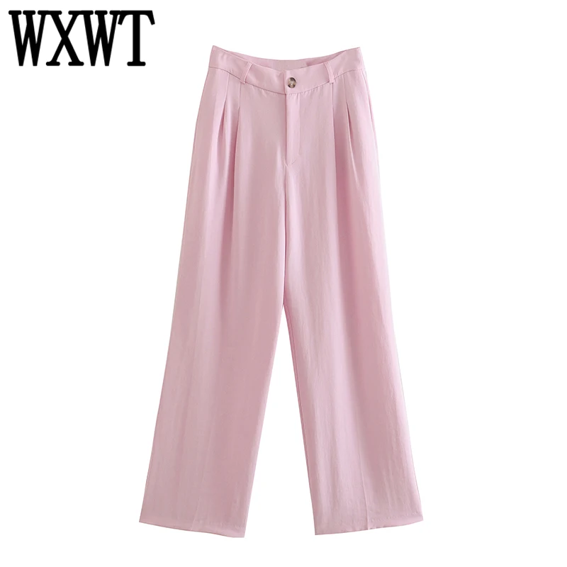 WXWT Women Solid Wide Leg Pants High Waist Trousers Female Casual Pink Pants Pantalon CD8399
WXWT Women Solid Wide Leg Pants High Waist Trousers Female Casual Pink Pants Pantalon CD8399