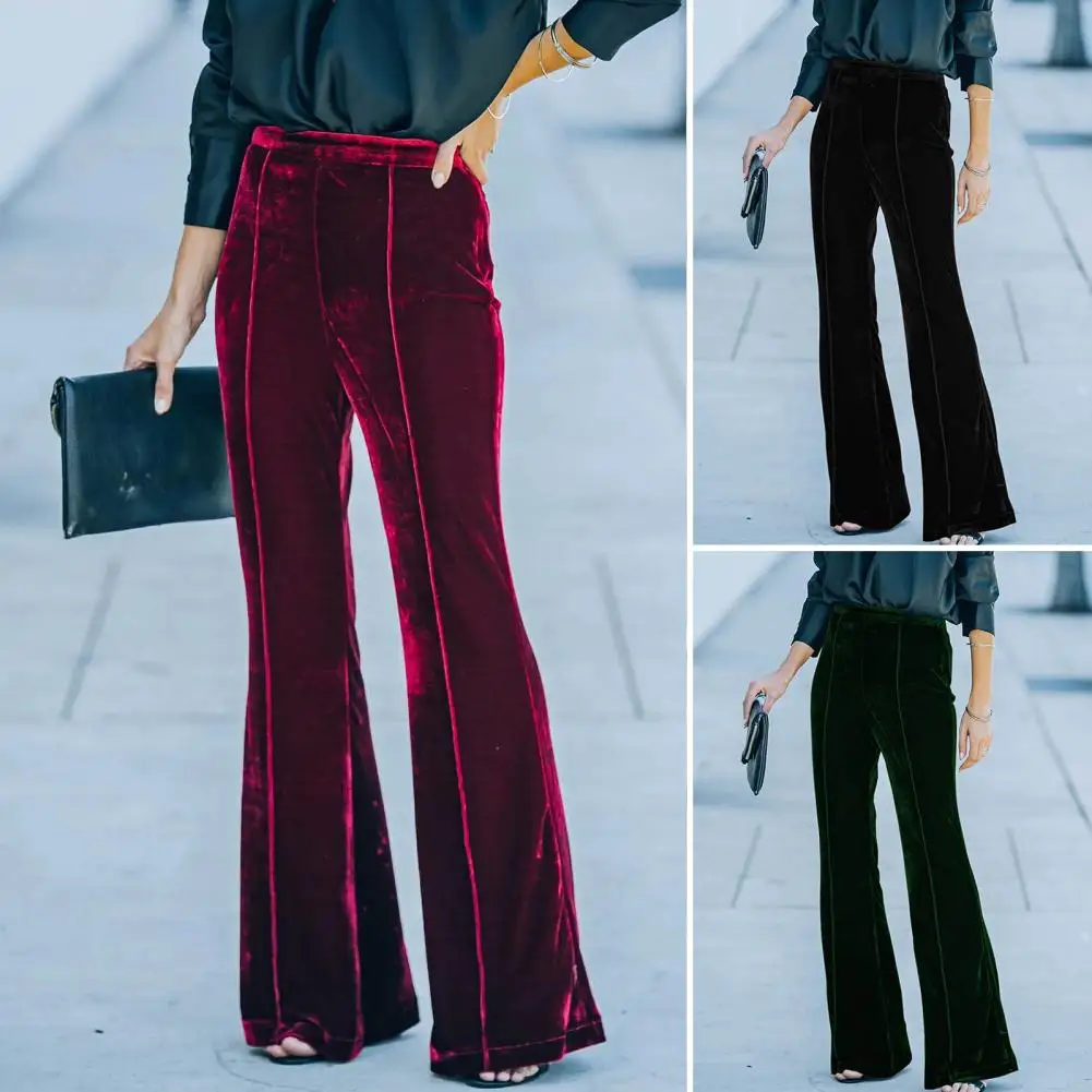 Women Velvet Flare Pants High Waist Solid Color Soft Bell Bottoms Warm Full Length Wide Leg Lady Trousers pantalones de mujer
Women Velvet Flare Pants High Waist Solid Color Soft Bell Bottoms Warm Full Length Wide Leg Lady Trousers pantalones de mujer