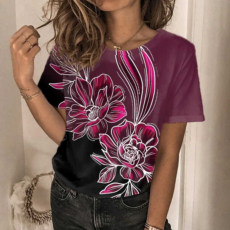 2022 Women's T Shirt Color Flower Print Short-sleeved Top New Fashion T-shirt Ladies Harajuku Trend Round Neck Tee Shirt Clothes
2022 Women's T Shirt Color Flower Print Short-sleeved Top New Fashion T-shirt Ladies Harajuku Trend Round Neck Tee Shirt Clothes