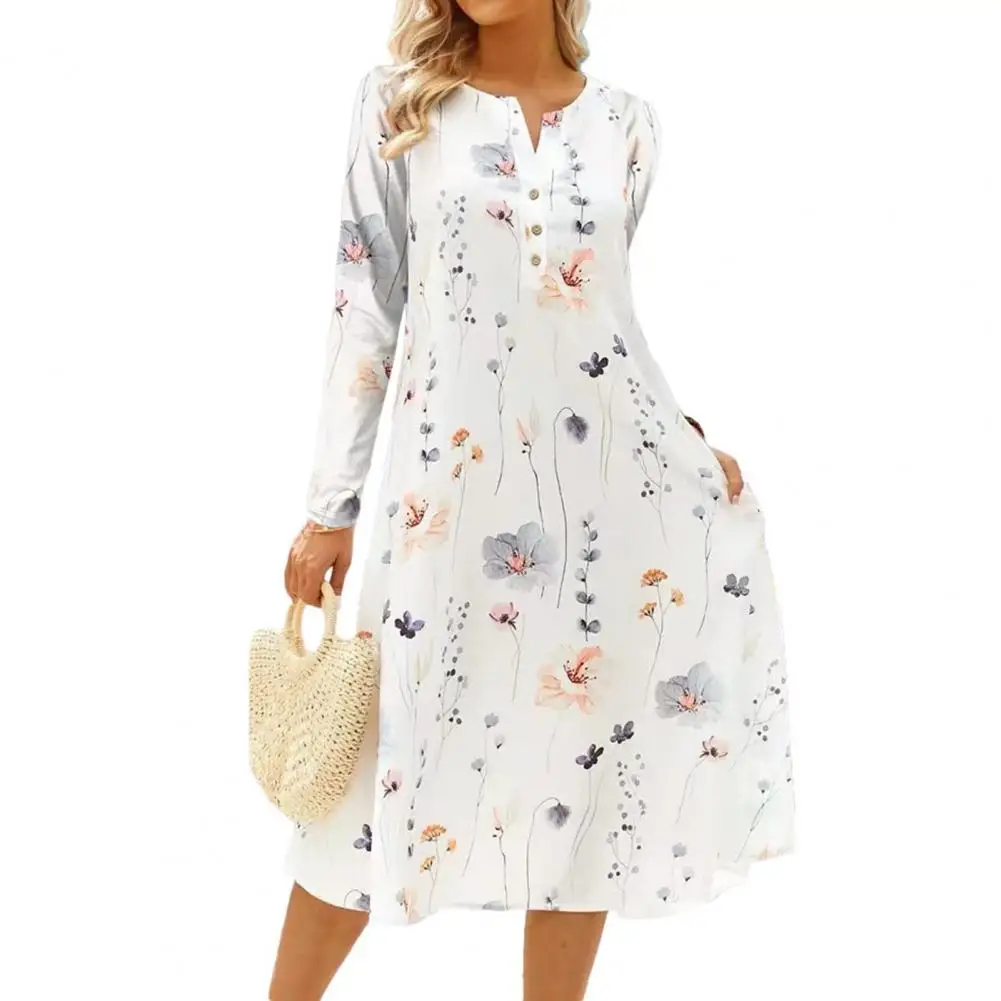 Женское платье-трапеция с цветочным принтом, длинным рукавом и V-образным вырезом
Женское платье-трапеция с цветочным принтом, длинным рукавом и V-образным вырезом