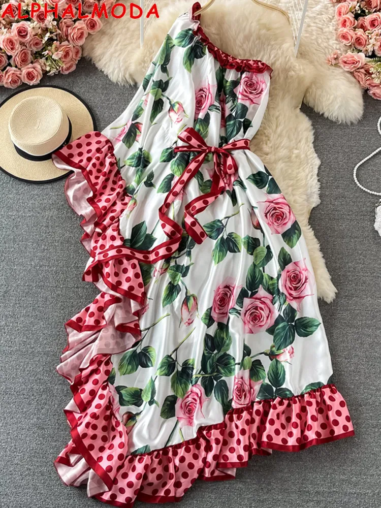 ALPHALMODA 2022 Oblique Shoulder Floral Print Women Beach Bohemian Dress Sashes Maxi Holiday Dress Casual Season Female Dress
ALPHALMODA 2022 Oblique Shoulder Floral Print Women Beach Bohemian Dress Sashes Maxi Holiday Dress Casual Season Female Dress