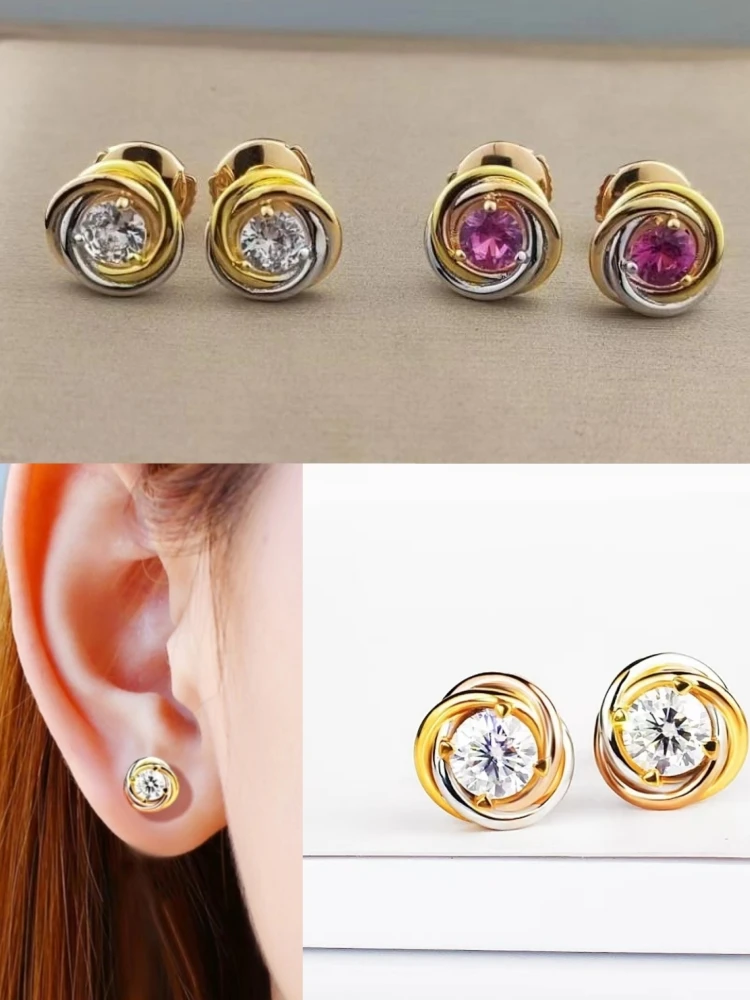 European and American classic 925 silver gilded tricolor gold single diamond earrings Women's fashion brand jewelry gift
European and American classic 925 silver gilded tricolor gold single diamond earrings Women's fashion brand jewelry gift