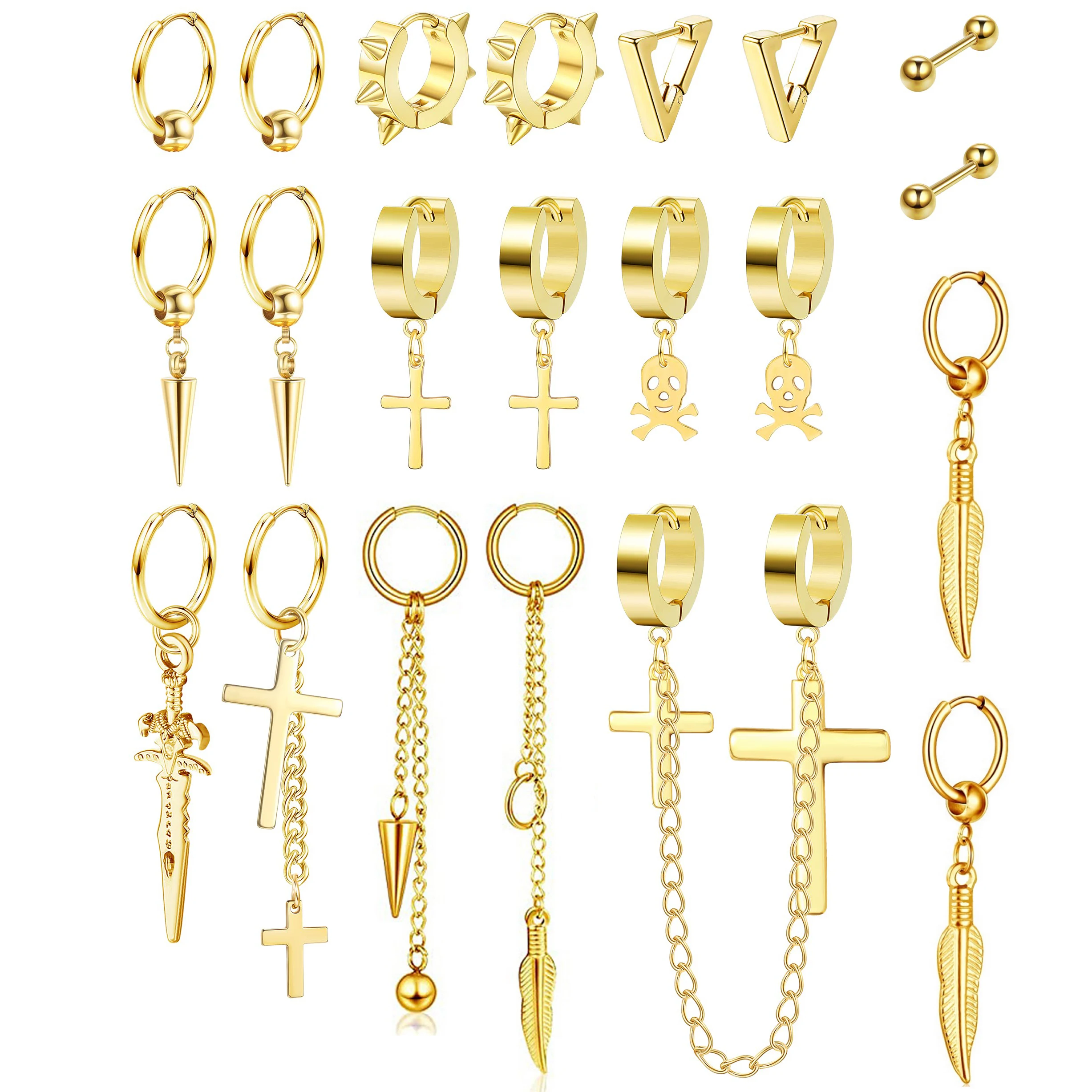 

Серьги-подвески для мужчин и женщин, ювелирные украшения для пирсинга под золото, из нержавеющей стали, Kpop, 21 штука