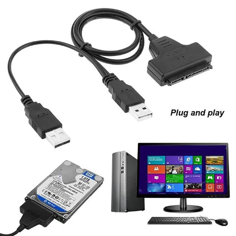 USB To SATA Cable Adaptor Adapter Connector Converter For 2.5 HDD Hard Drive SSD 
USB To SATA Cable Adaptor Adapter Connector Converter For 2.5 HDD Hard Drive SSD