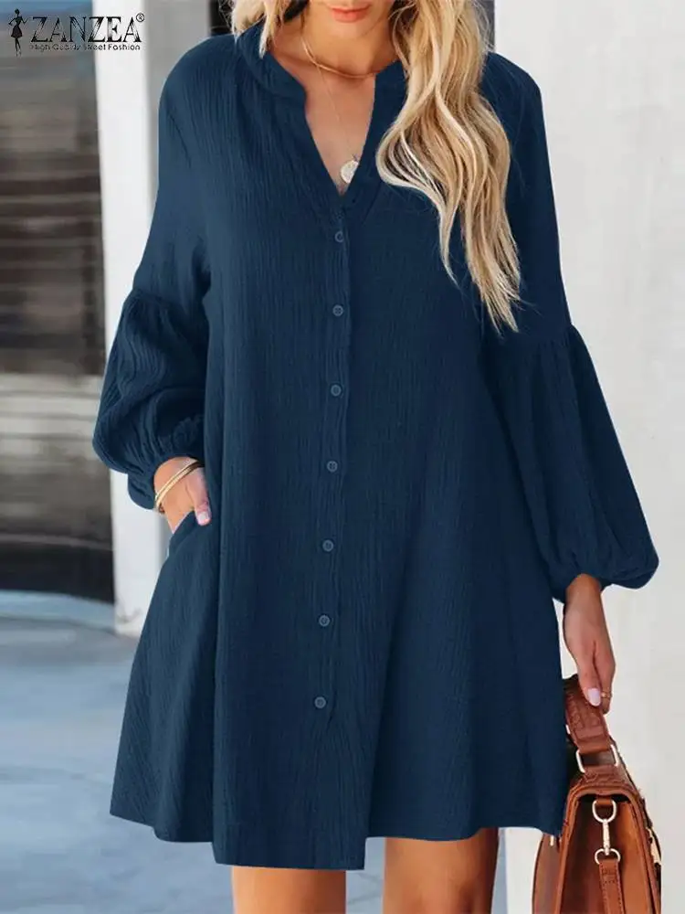 ZANZEA Women Fashion Mini Dress Casual Solid Lantern Sleeve V-neck Robes Spring Button Up Shirt Dresses Holiday Kaftan Sundress
ZANZEA Women Fashion Mini Dress Casual Solid Lantern Sleeve V-neck Robes Spring Button Up Shirt Dresses Holiday Kaftan Sundress