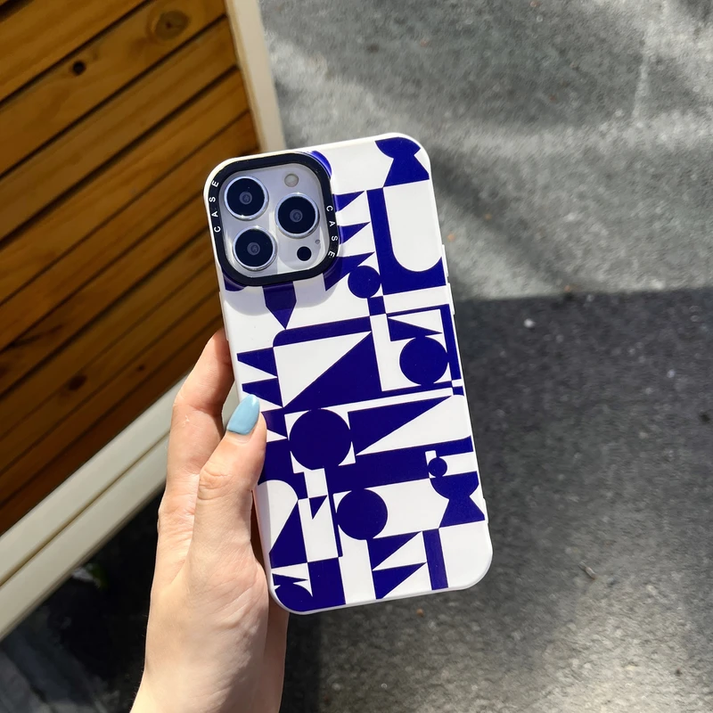 

Модный противоударный чехол для телефона в стиле ретро с абстрактным геометрическим рисунком для iPhone 11, 12, 13 Pro, Xs, Max, Xr, X, 7, 8, Puls, мягкий силико...