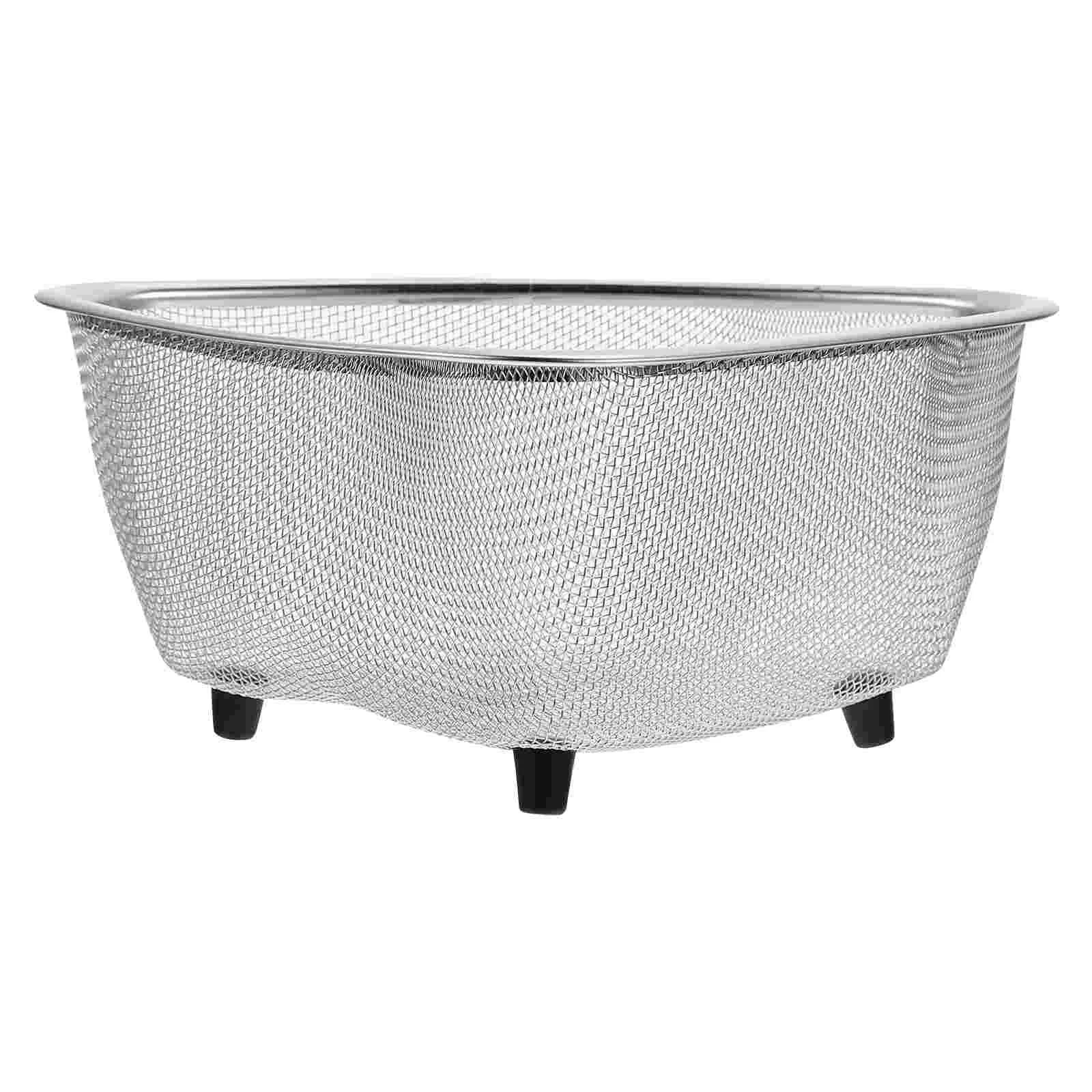 

Sink Basket Strainer Corner Colander Kitchen Mesh Drain Triangular Food Shelf Holder Storage Triangle Sponge Drainer Rack Steel