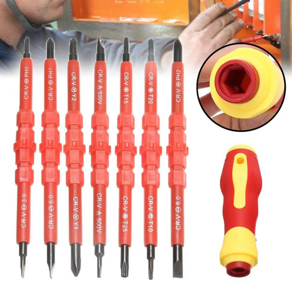 13 Pcs VDE Insulated Screwdriver Set 1000V Slotted Phillips Screw Driver Bits Kit With Tester Pen Electricians Hand Tools
13 Pcs VDE Insulated Screwdriver Set 1000V Slotted Phillips Screw Driver Bits Kit With Tester Pen Electricians Hand Tools
